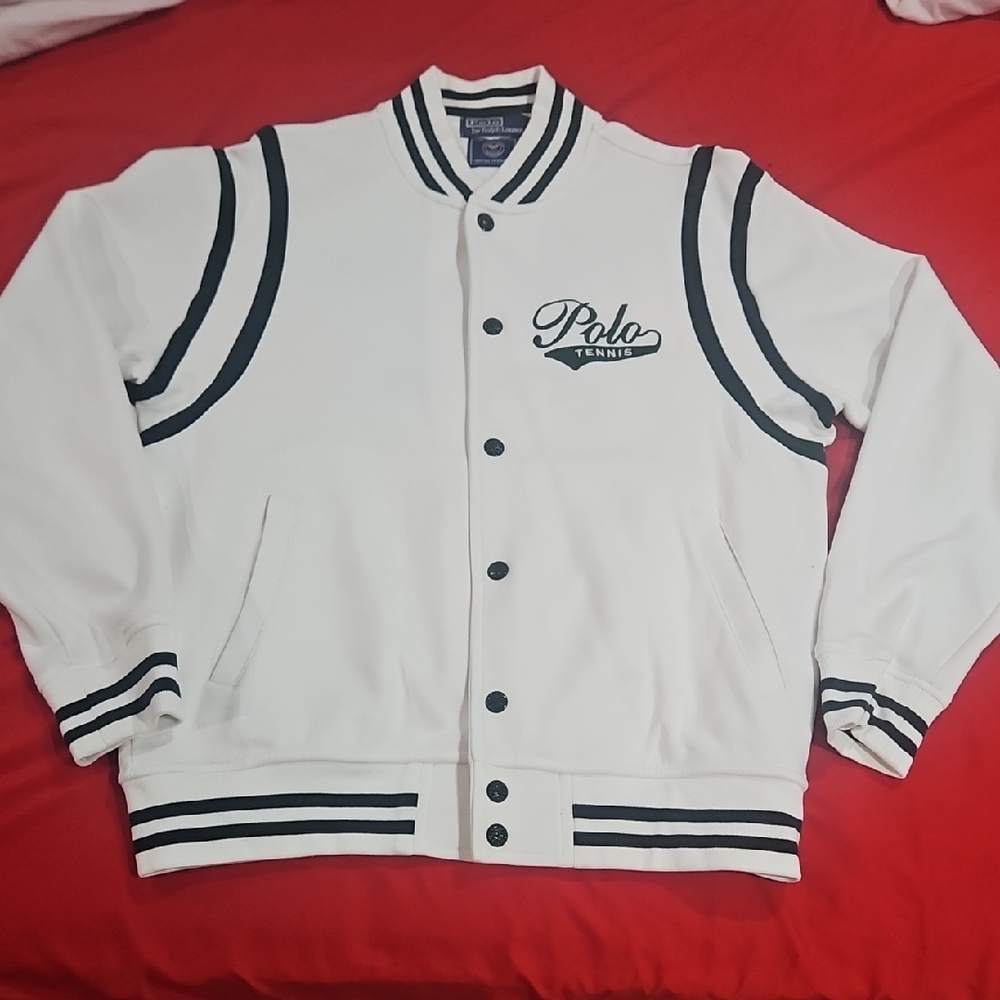 Polo by Ralph Lauren Green and White Varsity Bomber Jacket